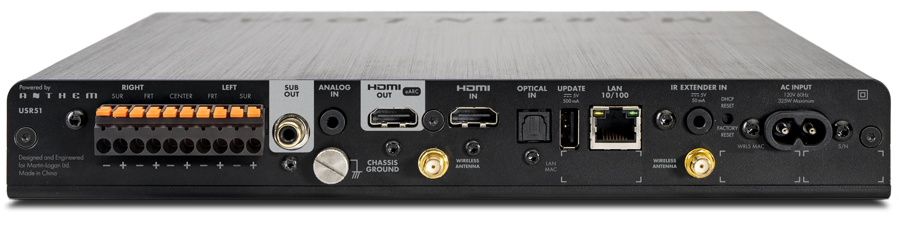 USR51 rear panel connections