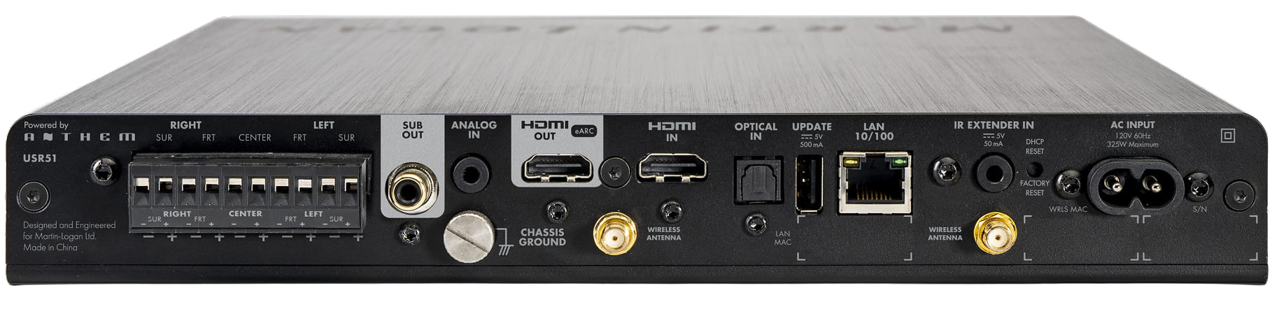 USR51 rear panel connections